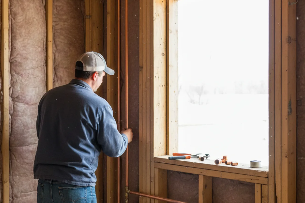 Licensed plumber running new copper supply lines in a Cypress home