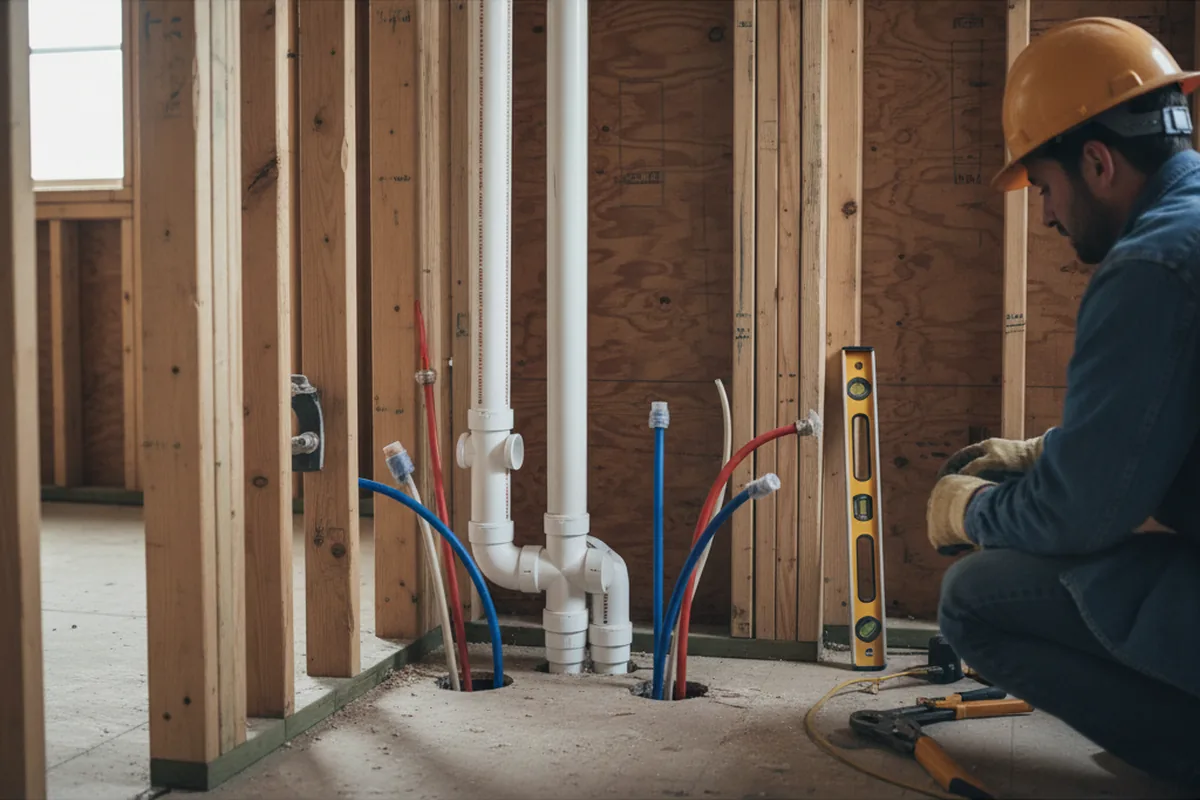 Drain and supply rough-in during Garbage Disposal Repair in Cypress